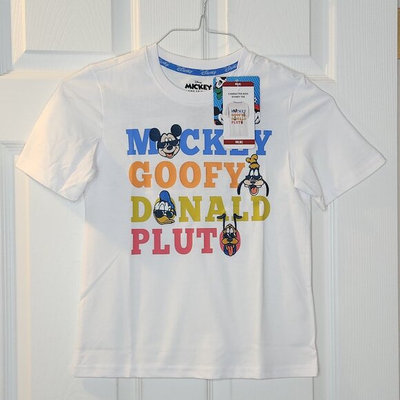 Kids M8 Disney White Tee with Mickey, Goofy, Donald and Pluto - Picture 1 of 7